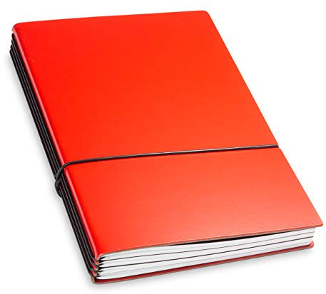 X17-Lehrerkalender/Lehrerplaner A5| 2024-2025, rot; aus recyceltem Leder. Austauschbar: 4 Hefte: Schulkalender 07-12.24 + 01-08.25 + Schülerlisten + linierte Notizen. Made in Germany.