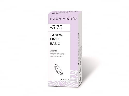 MAGNIVISION Tageslinsen Basic weiche Kontaktlinsen für -1,50 dpt. | 8 Stück | BC 8.6 | DIA 14.2 | Kontaktlinse mit Hydrogel und UV-Filter für ein angenehmes Tragegefühl | ohne Konservierungsstoffe