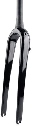 HIMALO 700C Forcella per Bici da Corsa Gravel Fibra di Carbonio Forcella Rigida Freno A Disco 1-1/8 Dritta/conica Forcella Anteriore QR 9 * 100mm (Color : Glossy Black, Size : Tapered)
