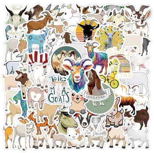 Ziege Aufkleber für Laptop (60 PCS),Geschenk für Kinder Jugendliche Erwachsene Jungen,Ziege Stickers Wasserdicht Vinyl Aufkleber für Scrapbook,Skateboard,Auto,Gepäck