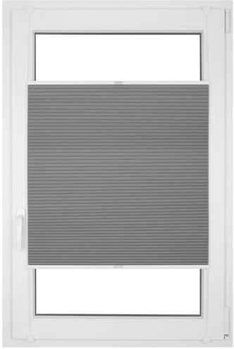 RENA Wabenplissee Thermo Plissee ohne Bohren Verdunklungsplissee Blickdicht Fenster Balkonfenster Balkontür Verdunkelung Sonnenschutz Innen Sichtschutz Hitzeschutz Grau 60x100 cm