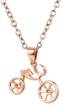 AMDXD 9K 375 Weiß Gold Anhänger Halskette, Fahrrad Kette Frau Geschenk mit Moissanit, Au375 Gold Statement Kette Modeschmuck Echtgold Schmuck 45cm