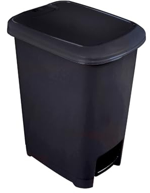 Anika 68089 10l Slim Pedal Bin/Recycling, Rubbish, Waste Kitchen Bin with Safety Lock / 29 x 21 x 36cm / Charcoal Grey Colour