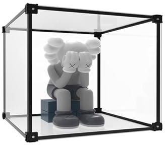 VaVaVia Acryl Vitrine Schaukasten, Transparent Stapelbar Vitrine, Sammlervitrine Box Staubdicht Selbstaufbau mit Tür Für Spielzeug Figuren Modellautos Sammelfiguren Sammlung (30x30x30cm), 012