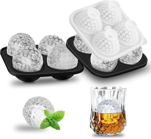 Eiswürfelform Silikon, 2 Stück 3D Golf 8 Eiswürfelform Groß, Eiswürfelformen mit Deckel Wiederverwendbar Ice Cube Tray, Eiswürfel für Whiskey Saft Cola Cocktails