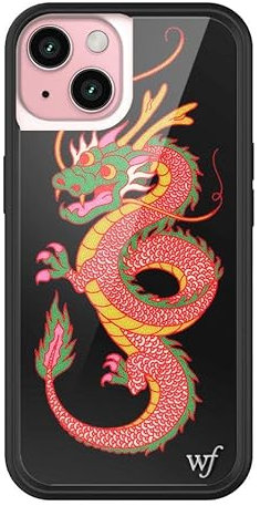 Wildflower Cases - Year of The Dragon Case, Compatible with Apple iPhone 15 | Green, Chinese New Year, Trendy - Protective Black Bumper, 4ft Drop Test Certified, Women Owned Small Business