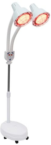 275W Infrarotlampe 220V, Rotlichtlampe Doppelkopf Therapielampe mit Doppellagiger Lampenschirm mit Verbrühungsschutz und Rädern, Rotlichtlampe Wärmelampe für zu Hause, Massage und Schönheitspflege