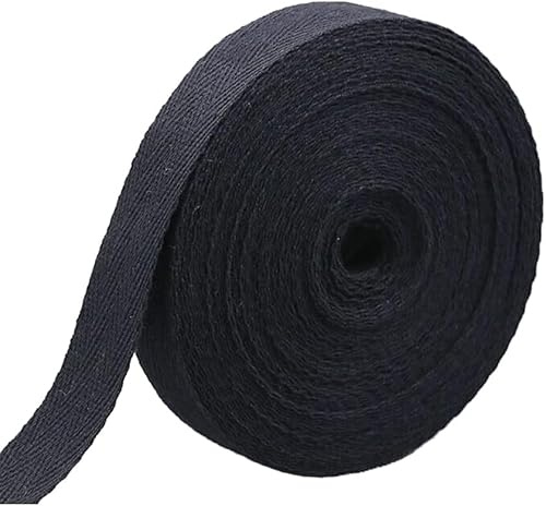 Köperband gerades Band Nahtband Baumwolle Bänder (schwarz - 5 Meter, 20mm Breite)