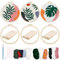 Allazone Punch Needle Stickerei Set für Anfänger, Stanznadel Stickerei Starter Kit mit Blatt Muster, Garnen, Stickrahmen, Einfädelwerkzeug und Anleitung