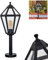 Sockelleuchte Falfosa, Sockellampe aus Metall/Glas in Schwarz/Klar, Leuchte im Vintage/Antik/Landhaus-Design für Außenbereich/Garten/Terrasse/Wegbeleuchtung, Höhe 64cm, 1x E27, ohne Leuchtmittel, IP44