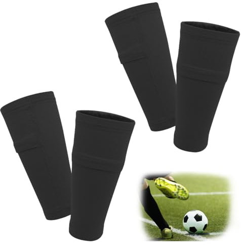FIBOGOUP 2 Paar Schienbeinschoner Halter Kinder Herren,Stutzen mit Optimierter Einstecktasche,Fußball Schienbeinschoner Sleeves Socken,Atmungsaktiv-rutschhemmend-stabil (Größe M,125-160CM)