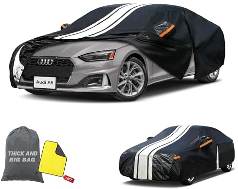 Cowtcver Autoabdeckung Wasserdicht für Audi A5/S5/RS5 2009-2026 | 10 Schichten Vollgarage Autoplane Atmungsaktiv für Sonne Staub Schutz, Abdeckplane mit Reißverschluss und Baumwollfutter.