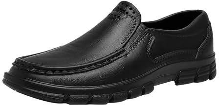 Scarpe da uomo Casual Stivali in pelle Moda Primavera ed Estate Scarpe sportive da uomo Fondo piatto Maglia leggera Traspirante Slip On Confortevole Tinta unita Caratteristiche semplici:, Nero , 40