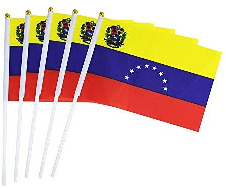 Paquete de 5 banderas pequeñas de país, adecuadas para varias fiestas de vacaciones, Copa del Mundo, Día Nacional. (Venezuela)