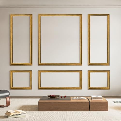 Art3d Set of 6 Pre-Cut Wall Moldings, Wood Cladding Panels Ready to Assemble for Interior Wall Decor, Living Room, Bedroom, Decorative Wall, Installed with