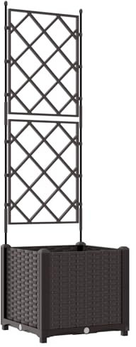 vidaXL Gartenpflanzer mit Gitter Braun 40 x 40 x 143 cm PP, Garten und Terrasse, moderner Pflanzkasten, rechteckige Spaliercontainer, vertikale Pflanzen, Zubehör für draußen