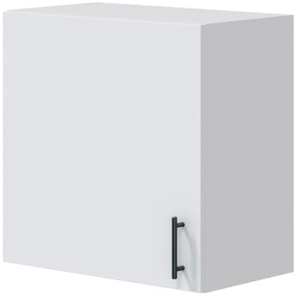 PEGANE Meuble à Suspendre, Meuble Haut pour Cuisine avec 1 Porte Coloris Blanc Brillant - Hauteur 59 x Longueur 60 x Profondeur 34 cm