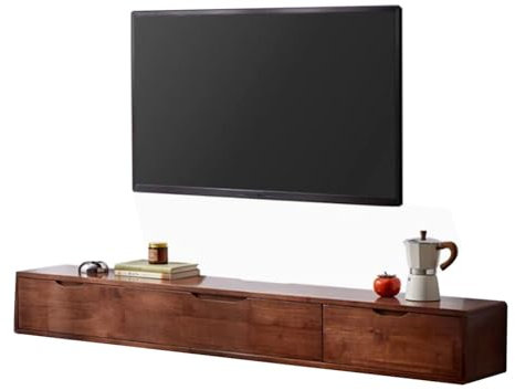 YAONJS Mobile TV A Parete in Legno Massello per Piccoli Appartamenti, Soggiorno, Sfondo per Film E Televisione, Mobile TV Sospeso A Parete(140cm)