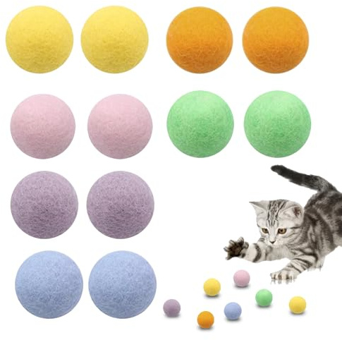 ROEOWENE 12pcs Filzbälle Katzenspielzeug Ball Wolle Kleine für Katzen | Felt Natürliches Spielzeug 3cm Bunt Interaktive Katzenbälle Aus Filz Spielball Balls Cat Interactive Cat Toy