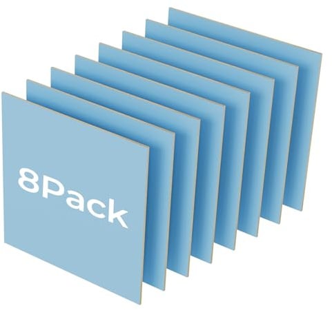 Creatorally 8 Stück Farbiges Sperrholz, 3mm & 30x30cm aus Lindenholz-Kern, Beidseitig Lackiert für Laser-Gravur & Schnitt - Ideal für Modellbau & DIY (Rauchblau)