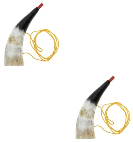 Mikinona Viking Horn aus Naturhorn 20 22cm Hornspielzeug mit Klarem Klang Lustiges Anfeuerungshorn für Draußen Frühes Lerninstrument