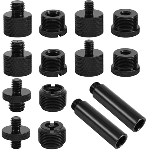 12pcs Microphone Stand Adapter Screws with Extension Tube, Alloy 5/8 Female to 3/8 Male & 5/8 Female to 1/4 Male Mic Stand Thread Mount Adapters for Mic Boom Arm Camera Tripod Recording
