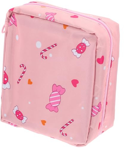 TOYZFRIENDY Bolsa de Almacenamiento para Toallas Sanitarias Grande, Rosa Dulce, Material Reforzado, Porta Tampones Reutilizable Multifunción Cremallera, Práctica para Uso Diario y Viaje