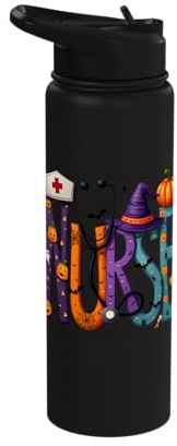 Halloween Nurse Stethoscope Pumpkin Witch Stainless Steel Insulated Water Bottle
