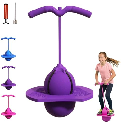 JOYTIX Balance hüpfball。Hüpfball Kinder, Pogo Sprungball mit Griff, Balance Hüpf.Ball, Rutschfester Unterseite, Indoor & Outdoor Spielzeug, Sport & Fitness für Kinder & Erwachsene (violett)