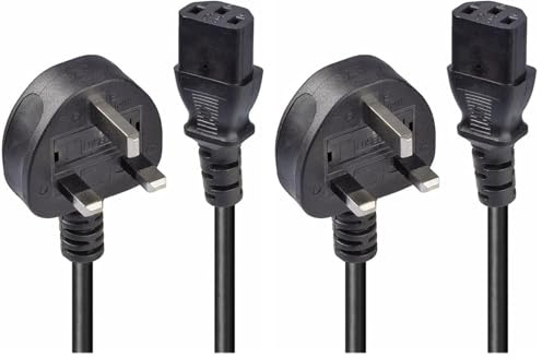 ABC Products C13 Kettle PC Power Computer Power Supply Adapter IEC Cord Mains Cable Lead UK Plug for Monitor, Printer, Photocopier, Screen, TV, Treadmill, Audio, Amps etc 1.8M Long (Pack of 2)