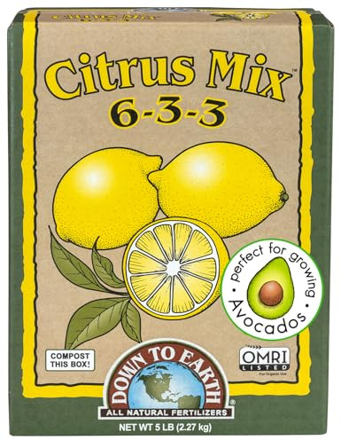 Down To Earth All Natural Fertilizers Organic Citrus Mix - Plant Food for Lemons, Limes, Oranges and Avocados 6-3-3, 5 lb