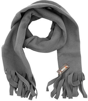 Sonia Originelli Schal Fleece Fransen Winter Einfarbig Farbe Dunkelgrau