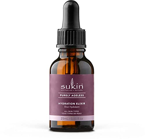 Sukin Purely Ageless Hydrating Elixir 25ml- rich in crambe oil & Vitamins A and E; cruelty free & vegan friendly - delivers immediate hydration to tired skin, reducing the surface of wrinkles by 50%.