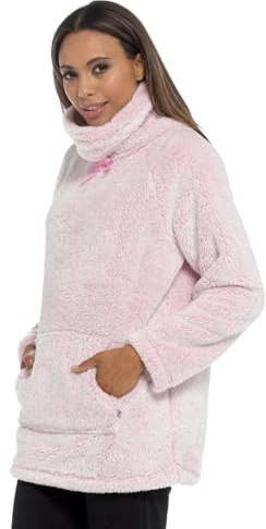 Lora Dora Womens Snuggle Fleece Lounge Top Sweater Pink UK 8-10