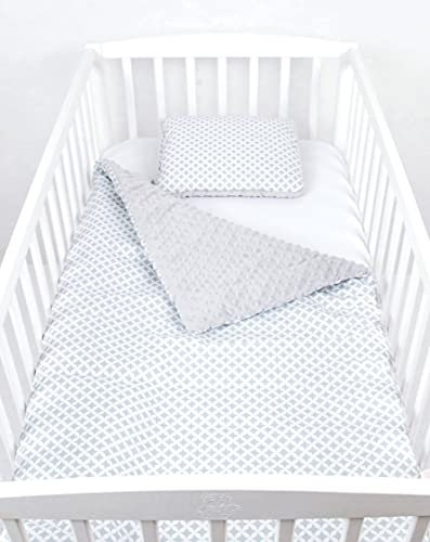 Babylux Babydecke Krabbeldecke Minky Kuscheldecke Decke 75 x 100 cm mit Kissen 30x35cm (23K. Grau + Marokko)