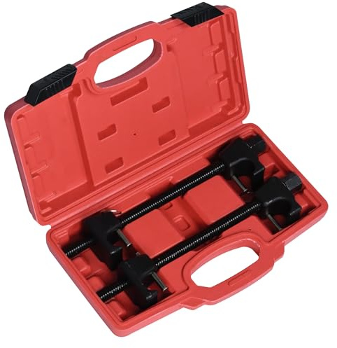AUFUN 2-tlg Federspanner Montagespanner Satz Profi Feder Spanner Druckregler Tuning Tieferlegung 4 Krallen Spanner Feders Kit Spannweite bis 370mm für Tieferlegungs Fahrwerk