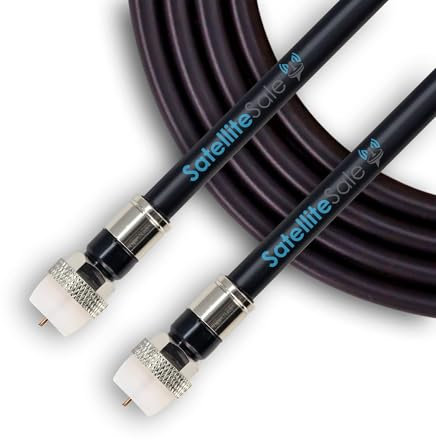 SatelliteSale Digital RG-6/U 75 Ohm Coaxial Cable with F-Type Waterproof Connectors Indoor/Outdoor Universal Wire Black Cord 50 feet