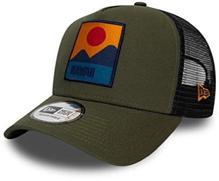New Era Hawaii Cap Verstellbar Trucker Kappe Sommer Patch Usa Oliv - One-Size