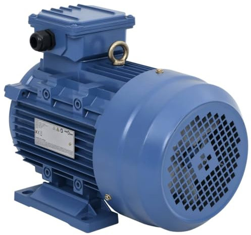'vidaXL 3-Phase Electric Motor Aluminium 3kW/4HP - 2 Pole, 2840 RPM High Speed, Suitable for Compressors, Hoists, Fans, Blue