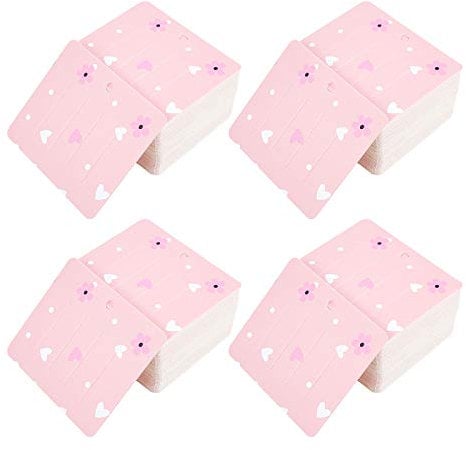 FINGERINSPIRE 260Pcs Hair Clip Display Cards Rechteck Blumenmuster Karton Haarclip Karten (6x6.9cm), Rosa Farbe für Clips Verpackung Anzeige Flohmarkt Einzelhandel