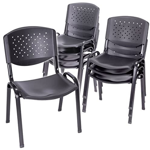 Nexos Trading Bürostuhl 8er Set Konferenzstuhl Besucherstuhl schwarz 48 x 54 x 79 cm Stapelstuhl Metallrahmen stabil Sitzfläche Kunststoff