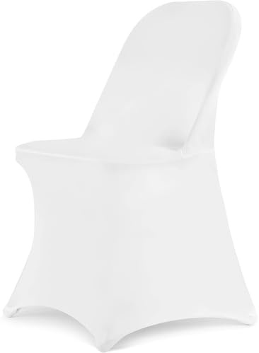 HAINARverS Stretch Spandex Folding Chair Covers 30PCS Universal Fitted Chair Cover Protector for Wedding,Party, Banquet, Holidays, Celebration, Decoration(30PCS White