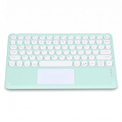 Kabellose Bluetooth-Tastatur mit Touchpad, Ultraflache, Ergonomische Tastatur mit Runder Tastenkappe und Trackpad, Wiederaufladbare Tragbare USB-Schreibmaschine, für Tablet-Laptop-Handys(Grün)
