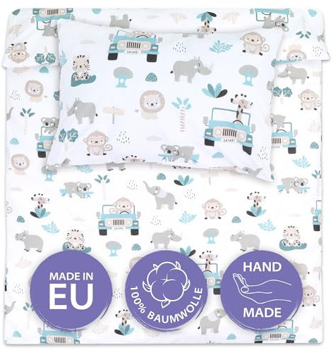 Kinderbettwäsche Baby Bettwäsche 90x120 cm aus Baumwolle - Kinder Set von Duvet Cover 90 x 120 und Kissenbezug 40x60 cm Junge und mädchen babybettwäsche bettbezug für Kleinkind Oeko-Tex