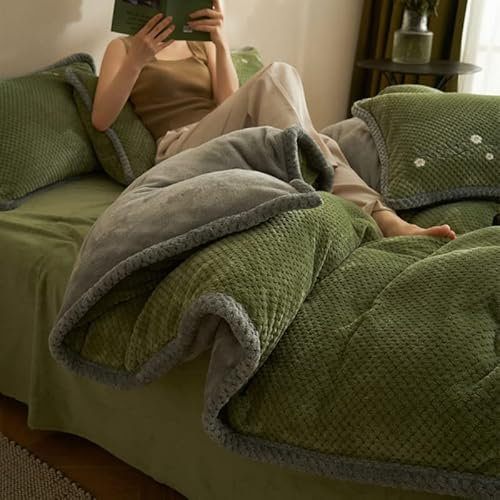 MAHPKYZ Warme Kuschel BettwäSche-BettwäSche 135x200 Flauschig-Heimtextilien, Hellgrauer Winter-Flanell-Bettbezug, Weicher Korallen-Fleece-Bettbezug, Verdickender, Warmer Bettbezug-Geschenk FüR Frauen