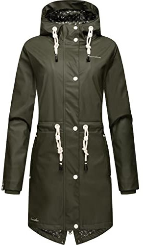 Navahoo Damen wasserdichte Übergangsjacke Regenjacke Flower of Ocean Dark Olive Gr. XS