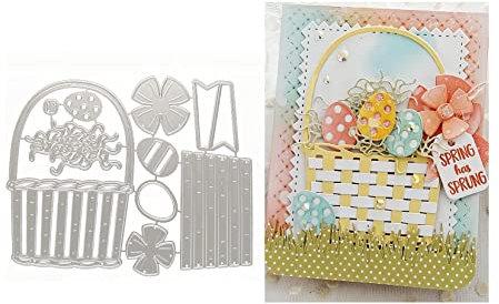 Qoiseys Osterkorb, Metall-Stanzformen für Kartenherstellung, Stanzformen, Schablonen für DIY, Scrapbooking, Fotoalbum, Papier, Basteln, Prägeschablone