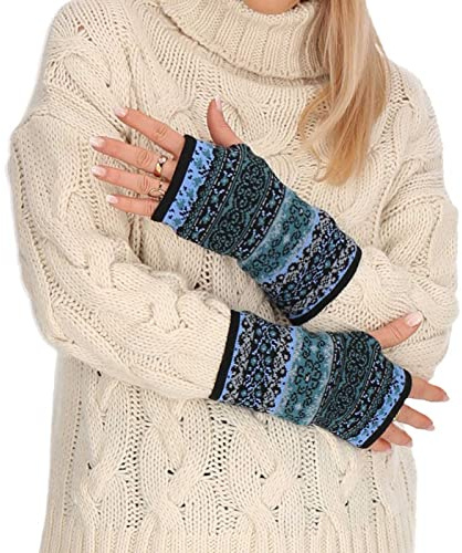 Damen Armstulpen Stulpen Handwärmer Handschuhe Pulswärmer Jacquardstoff