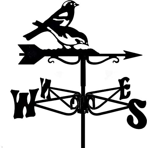 CAZARU Wetterfahne aus Metall mit kleinem Vogel, Edelstahl-Wetterfahne mit Dachmontage, Dachgartendekorationen, Windrichtungsanzeiger für Garten, Terrasse, Hof, Ornamentdekoration