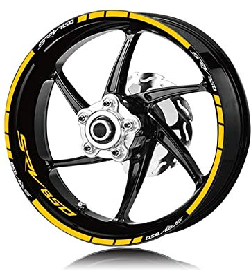 EGEIRA Motorrad-Nabenaufkleber, Wasserdicht, Reflektierende Felgenaufkleber, Reflektierende Streifen, Aufkleber Für Aprilia SRV850 SRV 850 Felgenaufkleber (Color : Yellow)